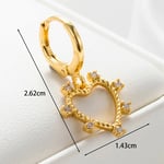 Gold color / 1 Piece Simple Series Heart Copper   Gold Color Zircon Women's Dangle Earrings Picture3